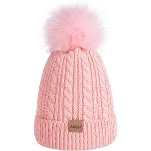 Kids Winter Beanie Children's Warm Fleece Lined Knit Thick Ski Cap with Pom